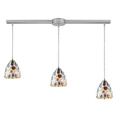 Modern Multi-Light Pendant Light with Multi-Color Glass and 3-Lights