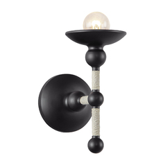 Nadine 9-Inch Wall Sconce in Matte Black with Cotton by Alora Lighting