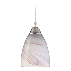 Elk Lighting Pierra Satin Nickel LED Mini-Pendant Light with Bowl / Dome Shade