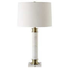 The Uttermost Company Plinth White & Antique Brass Table Lamp with Empire Shade