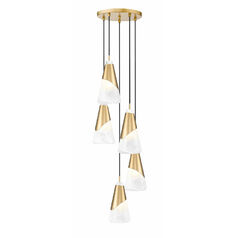 Z-Lite Aimie Modern Gold Multi-Light Pendant with Conical Shade