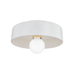 Ray 14-Inch Flush Mount in Brass & White by Mitzi by Hudson Valley