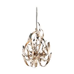 Graffiti Silver Leaf & Stainless Steel Pendant by Corbett Lighting