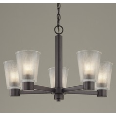 Prismatic Glass Chandelier Bronze 5 Lights