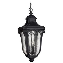 Seeded Glass Outdoor Hanging Light Black by Hinkley Lighting