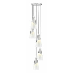 Z-Lite Aimie Brushed Nickel Multi-Light Pendant with Conical Shade