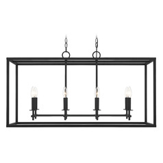 39-Inch Linear Outdoor Chandelier in Matte Black by Meridian