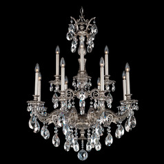 Schonbek Worldwide Lighting Milano Antique Silver Crystal Chandelier