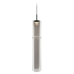 Matteo Lighting Bambu Matte Black LED Mini-Pendant Light with Cylindrical Shade