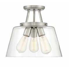 Calhoun 3-Light Semi-Flush Mount in Satin Nickel by Savoy House