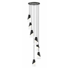 Z-Lite Aimie Matte Black Multi-Light Pendant with Conical Shade