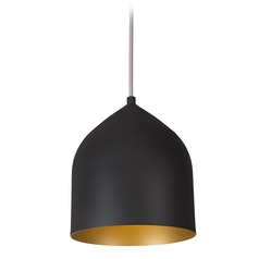 Helena 8-Inch LED Mini Pendant in Black with Gold Interior by Kuzco Lighting