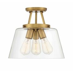 Calhoun 3-Light Semi-Flush Mount in Warm Brass by Savoy House
