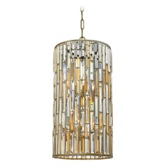 Gemma 33.50-Inch High Large Drum Pendant in Silver Leaf by Fredrick Ramond