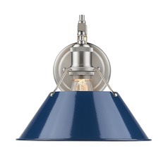 Orwell Wall Sconce in Pewter & Navy Blue by Golden Lighting
