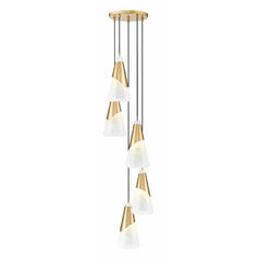 Z-Lite Aimie Modern Gold Multi-Light Pendant with Conical Shade