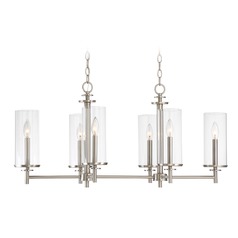 Designers Fountain Harlowe Satin Platinum Island Light with Cylindrical Shade