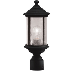 Seeded Glass Outdoor Post Light Black 16-1/2-Inch Dolan Designs