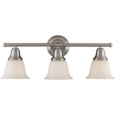 Bathroom Light with White Glass in Brushed Nickel Finish
