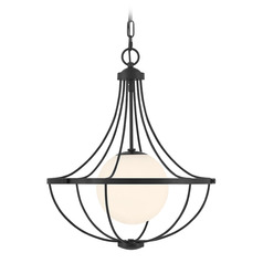 Meridian Matte Black Pendant Light with Globe Shade