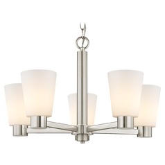 Satin White Glass Chandelier Satin Nickel