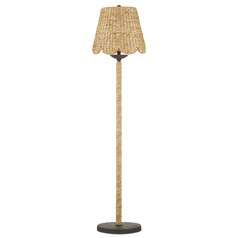 Currey and Company Annabelle Natural / Mole Black Floor Lamp with Scalloped Shade