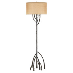 Currey and Company Mangrove Bronze Floor Lamp with Drum Shade