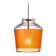 Besa Lighting Pica Bronze LED Mini-Pendant Light with Urn Shade