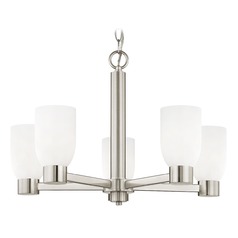 Satin White Glass Chandelier Satin Nickel