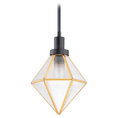 Maxim Lighting Adorn Black & Burnished Brass Mini-Pendant Light with Triangle Shade