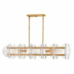 Seraphina Linear Chandelier in Distressed Brass by Fredrick Ramond
