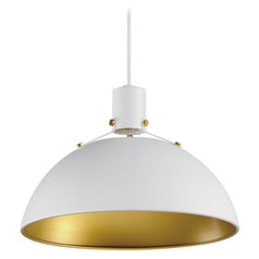 Maxim Lighting Dawn White & Satin Brass Pendant Light with Bowl / Dome Shade