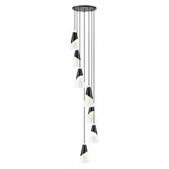 Z-Lite Aimie Matte Black Multi-Light Pendant with Conical Shade