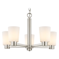 Satin White Glass Chandelier Satin Nickel