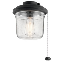 LED Ceiling Fan Seeded Glass Light Distressed Black by Kichler Lighting