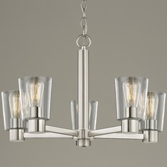 Clear Glass Chandelier Satin Nickel