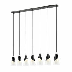 Z-Lite Aimie Matte Black Multi-Light Pendant with Conical Shade