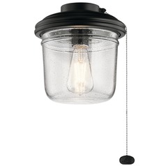 LED Ceiling Fan Seeded Glass Light Satin Black by Kichler Lighting