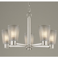 Prismatic Clear Glass Chandelier Satin Nickel