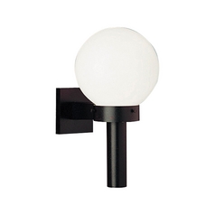 White Acrylic Globe Outdoor Wall Light in Black by Progress Lighting