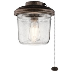 LED Ceiling Fan Seeded Glass Light Weathered Copper by Kichler Lighting