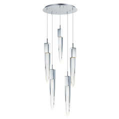 Quartz 5-Light LED Pendant in Polished Chrome by ET2 Lighting