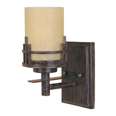 Sconce Wall Light with Beige / Cream Glass in Warm Mahogany Finish