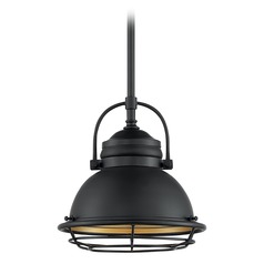 Upton Dark Bronze & Gold Outdoor Hanging Light by Satco Lighting