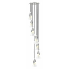 Z-Lite Aimie Brushed Nickel Multi-Light Pendant with Conical Shade