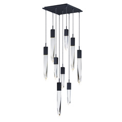 Quartz 9-Light LED Pendant in Black by ET2 Lighting
