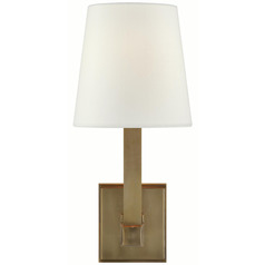 Visual Comfort Signature Collection Chapman & Myers Square Tube Hand-Rubbed Antique Brass Sconce