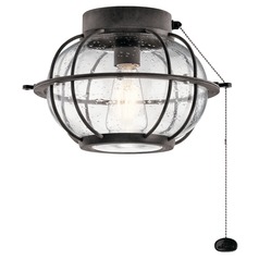 LED Ceiling Fan Seeded Glass Light Weathered Zinc by Kichler Lighting