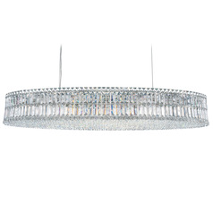 Schonbek Worldwide Lighting Plaza Polished Stainless Steel Island Light with Oval Shade