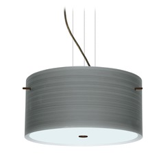 Besa Lighting Tamburo Bronze LED Pendant Light with Drum Shade